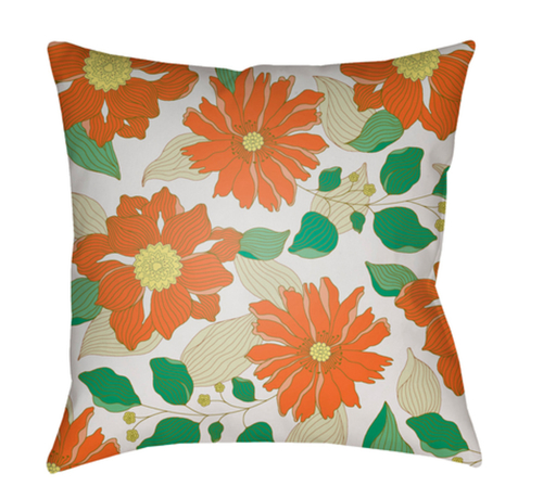 Surya MF035-1818 Moody Floral 18 x 18 x 4 in. Throw Pillow, Orange