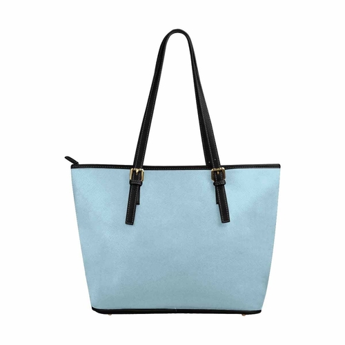 Large Leather Tote Shoulder Bag - Light Blue