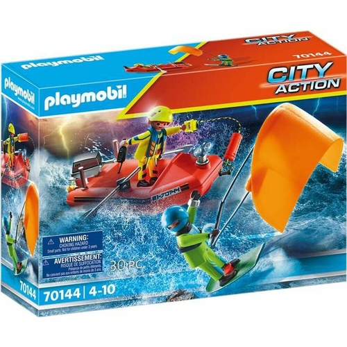Playset Playmobil City Action Kitesurfer Rescue With Speedboat 70144