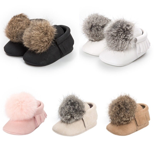 Casual Baby Girl Boy Shoes Hair Ball Snow Princess