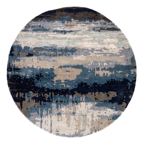 Jaipur Living RUG142746 Benna Handmade Abstract Round Area Rug, Bl