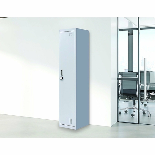 Grey One-Door Office Gym Shed Clothing Locker Cabinet - 4-Digit