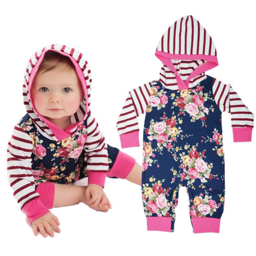 Casual Newborn Baby Girls Hooded Flower