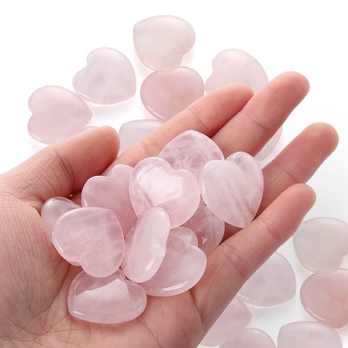 1/2Pcs Heart Shaped Natural Rose Crystal Stone