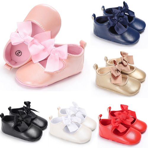 PU Soft Bow Slippers Newborn Infant Boy Girl