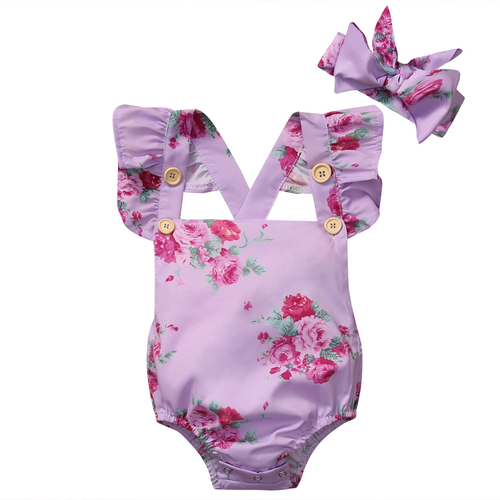 2017 Babies Floral  Bib Backless Bodysuit Newborn