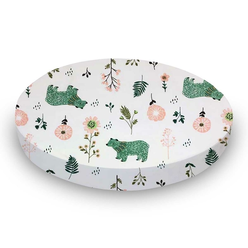 SheetWorld Fitted Round Crib Sheet - 100% Cotton Jersey - Woodland