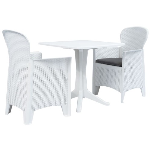 3 Piece Bistro Set Plastic White