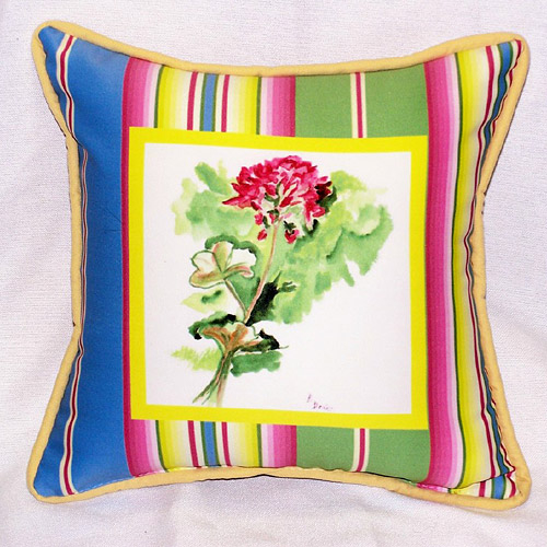 Betsy Drake SN199 Geranium Small Outdoor-Indoor Pillow 12"x12&quo