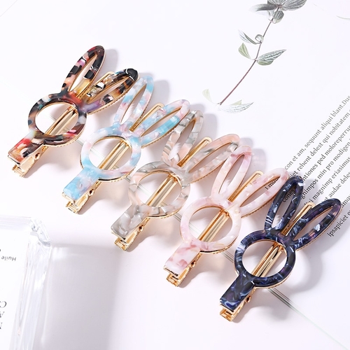 New Women Girls Cute Colorful Acetate Rabbit Shape