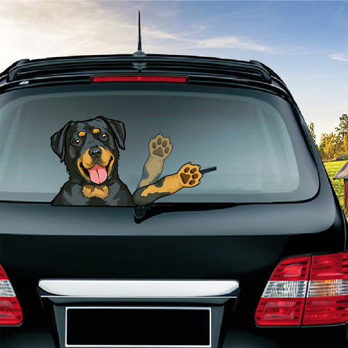 Car Styling Rottweller Waving Wiper Decals PVC