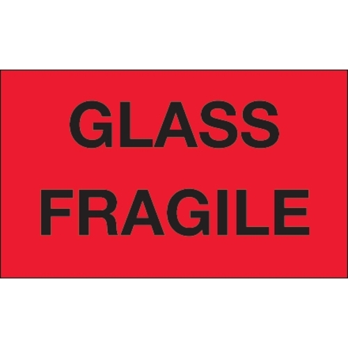 Tape Logic DL1201 3 x 5 in. - Glass - Fragile Fluorescent Red Labels -