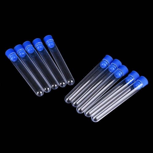 10Pcs Clear Plastic 15*100mm Test Tubes Hard