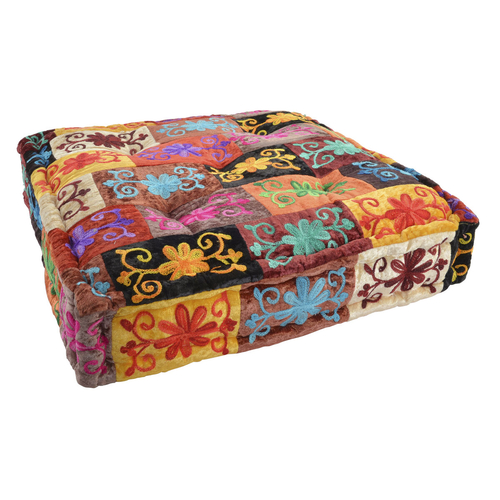 Cushion DKD Home Decor Floor Indian Man Viscose Velvet (60 x 60 x 10