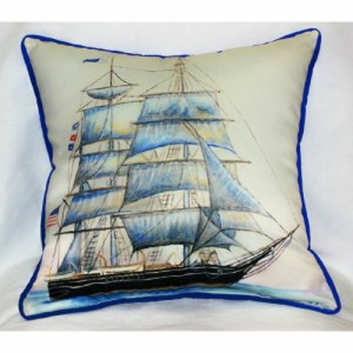 Betsy Drake ZP555 Whaling Ship Throw Pillow- 22 x 22 in.