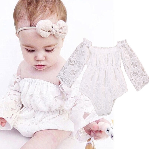 2017 Princess Baby Girl clothes white Lace Floral