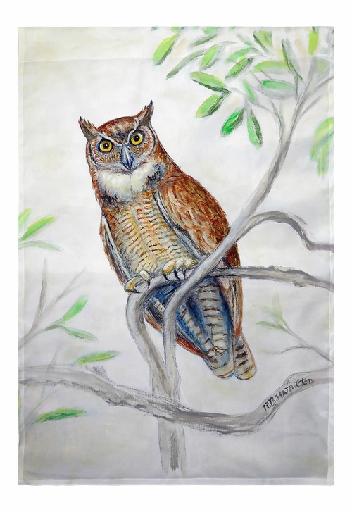 Betsy Drake FL714 12.5 x 18 in. Great Horned Owl Garden Flag