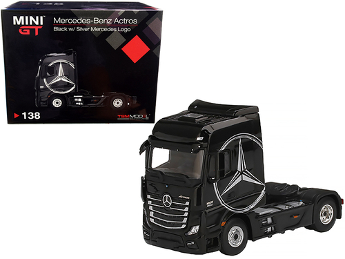 Mercedes Benz Actros Truck Tractor Black with Silver Mercedes Logo