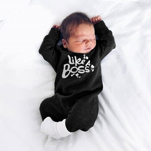 Long Sleeve New Born Baby Clothes Boy Letter