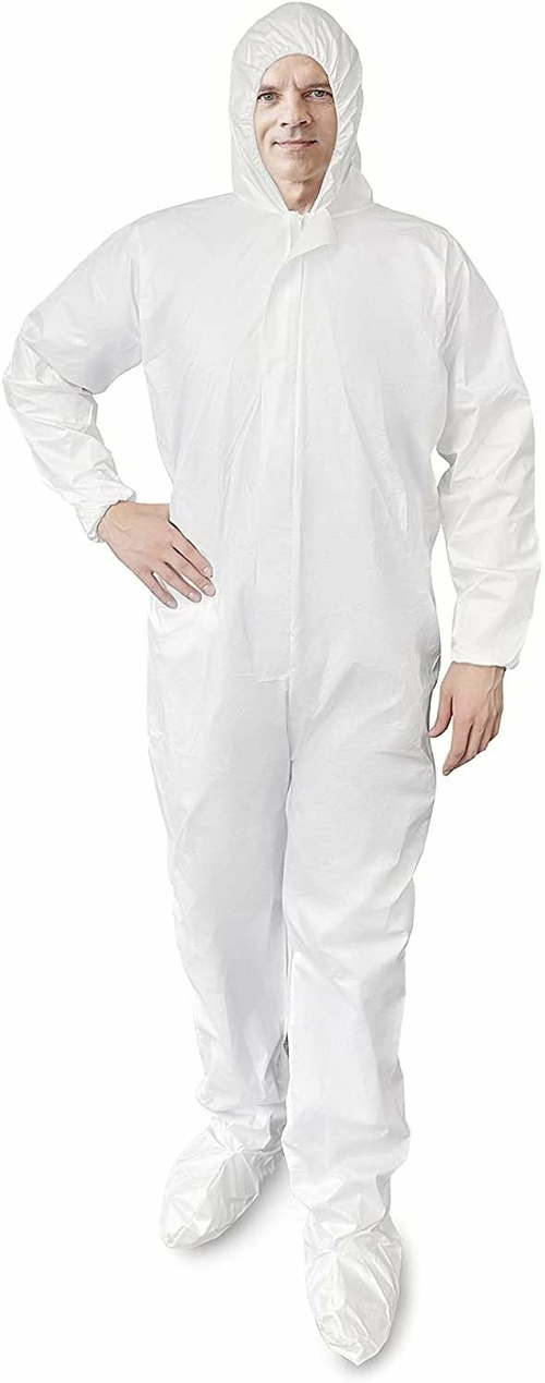 Disposable SF Coverall, 71" Long. White Large Full Body Protective