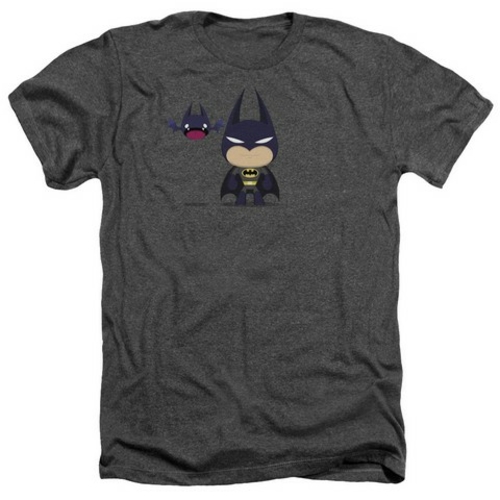 Trevco Batman-Cute Batman - Adult Heather Tee - Charcoal- Medium