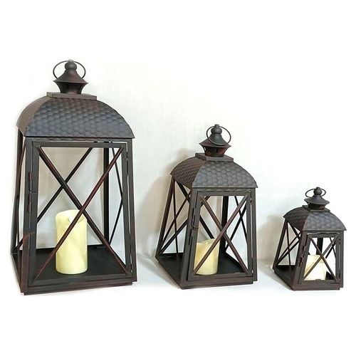 Lantern DKD Home Decor Crystal Black Metal (26 x 26 x 63 cm) (3 pcs)