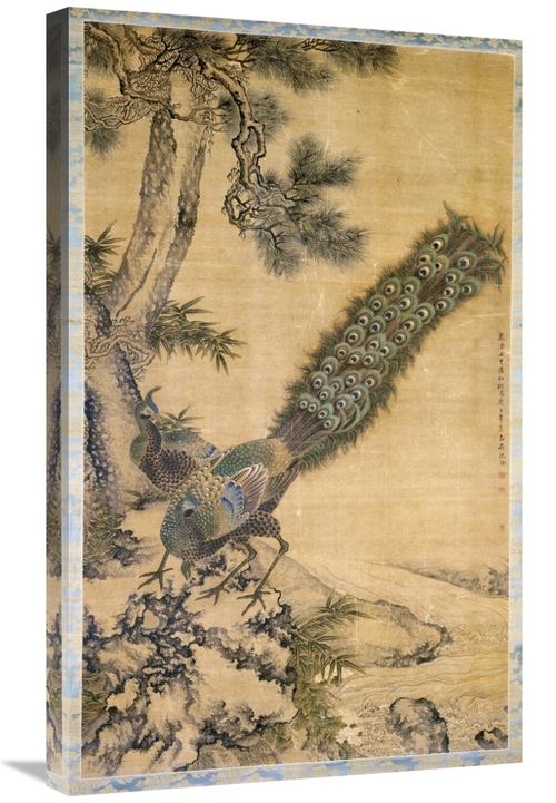 Global Gallery GCS-267061-30-142 30 in. Bamboo, Pine & Peacocks Ar