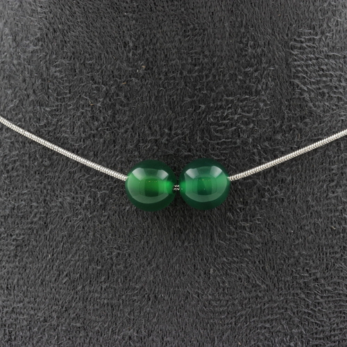 Green Agate 2 beads 8 mm necklace
