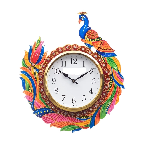 Wall Clock Stylish vibrant Two peacock Design