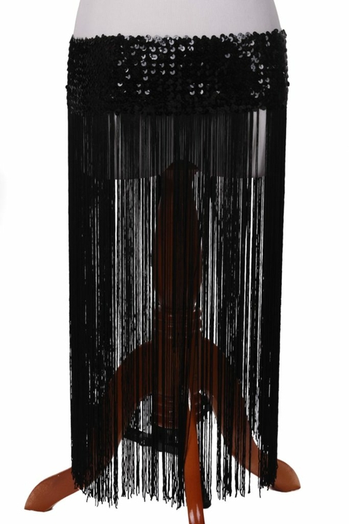 Western Fashion 538-BLK-SMD Stretchy Sequins Belt with Fringes, Bl