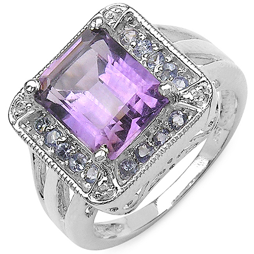 3.03 Carat Genuine Amethyst, Tanzanite & White Topaz .925 Sterling