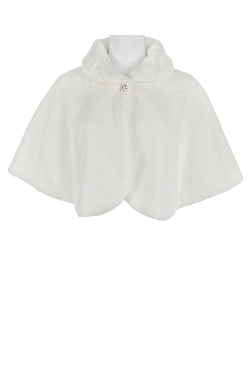 Nina Leonard Collared One Button Cap Sleeve Fux Fur Jacket