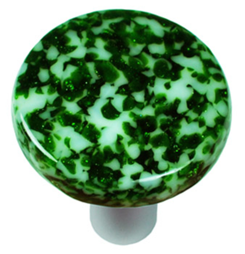 Hot Knobs HK8053-KRA Granite Light Metallic Green & White Round Glass 