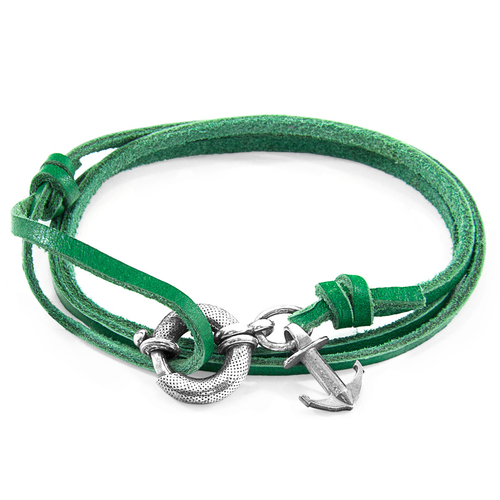 Fern Green Clyde Silver & Flat Leather Bracelet