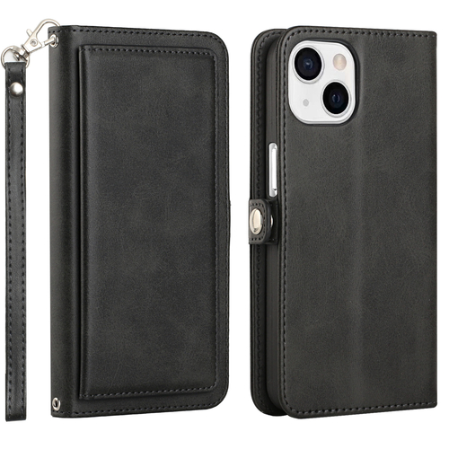 KIKO Double Layer Card Slots Wallet Case with Strap for iPhone 13