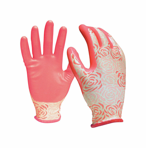 Digz 7503253 Womens Nitrile Gardening Gloves - Pink  Small