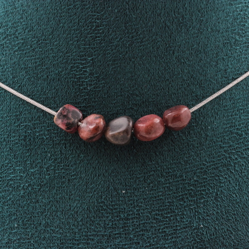 Rhodochrosite from Brazil 5 beads necklace