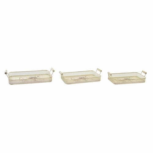 Set of trays DKD Home Decor Pink Metal Aluminium 8 cm 40 x 21 x 8 cm