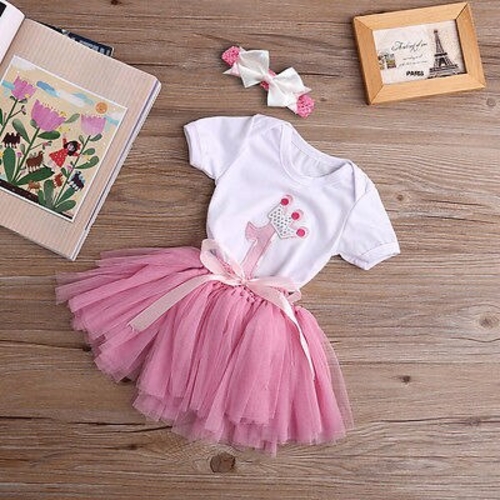 3PCS Toddler Baby Girl Romper T Shirt