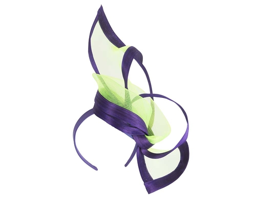 Purple & lime fascinator for Cup and races