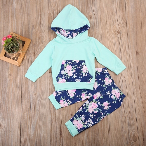 Toddler Baby Girls Floral Hooded Clothing Sets