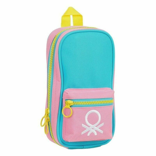 Backpack Pencil Case Benetton Color Block Yellow Pink Turquoise