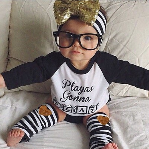 2016 Baby Kids Girls Boys Long Sleeve 2 pecs Top T