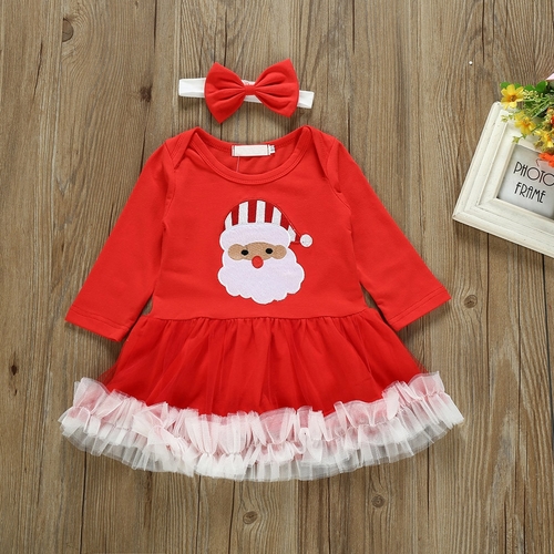 cute christmas dress girl dress set Newborn Baby