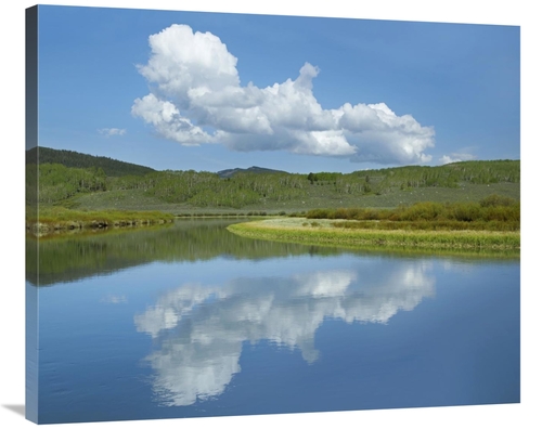 Global Gallery GCS-396828-36-142 36 in. Cumulus Clouds Over Green Rive