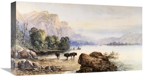 Global Gallery GCS-278762-22-142 22 in. Buffalo Watering Art Print - T