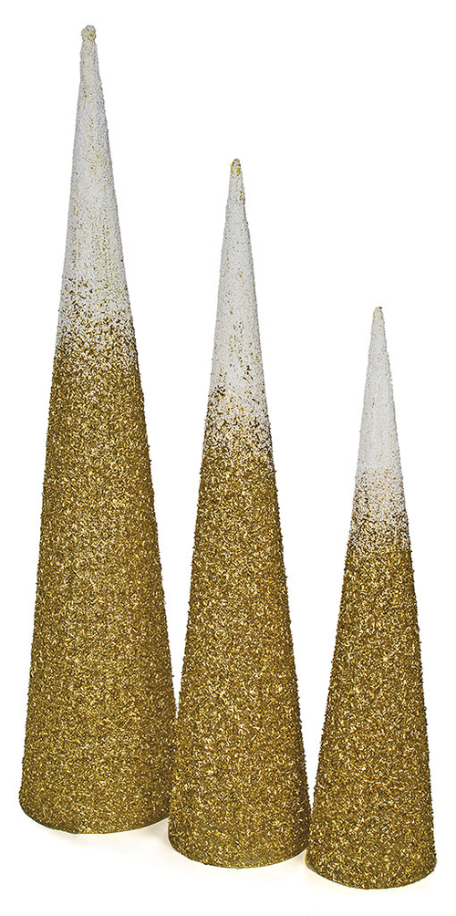 72 in. Ombre Cone Tree with Glitter & Beads, Gold & White