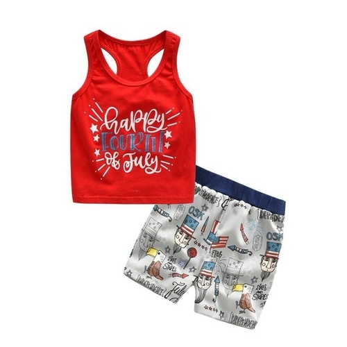 Letter&Cartoon Kids Sets 2Pcs Baby Kids Girls Boys