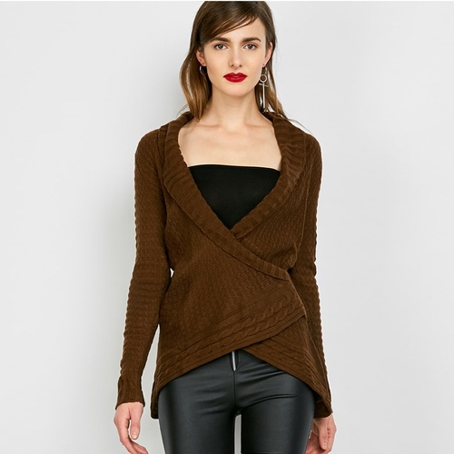  Women Chic Turn Down Collar Long Sleeve