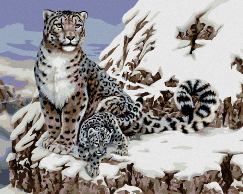 Paint by Numbers - SNOW LEOPARD WITH CUB (HOWARD ROBINSON)